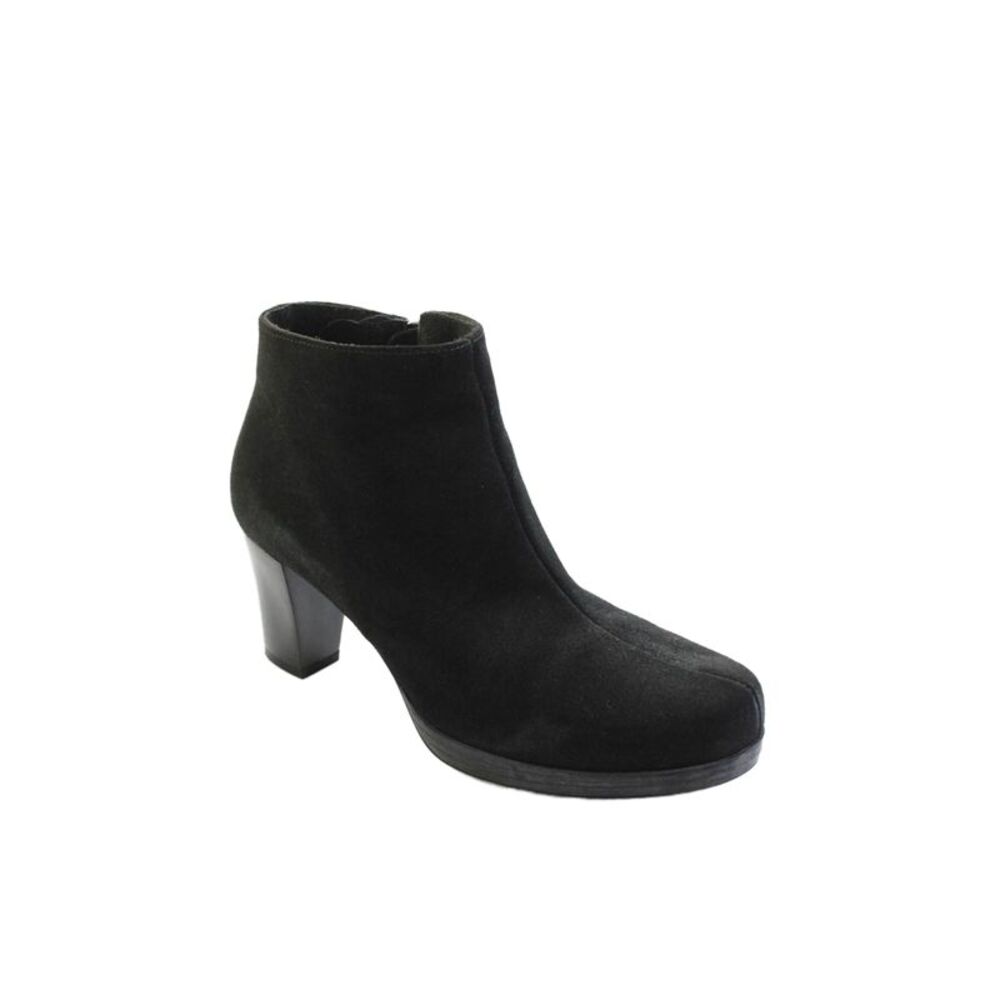 C La Canadienne Womens Suede Zippered Heeled Ankle Boots Black Size 7.5